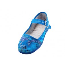 T2-119-I-Q - Wholesale Child's Satin Brocade Upper Classic Mary Jane Shoes  (*Turquoise Color)